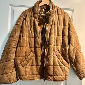 Free People quilted khaki bomber jacket